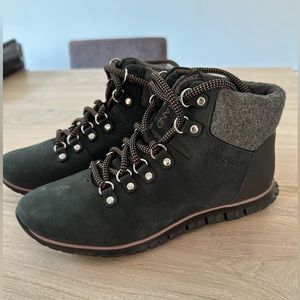 New Cole Haan Zerogrand Hiker Boot, Black Waterproof Nubuck